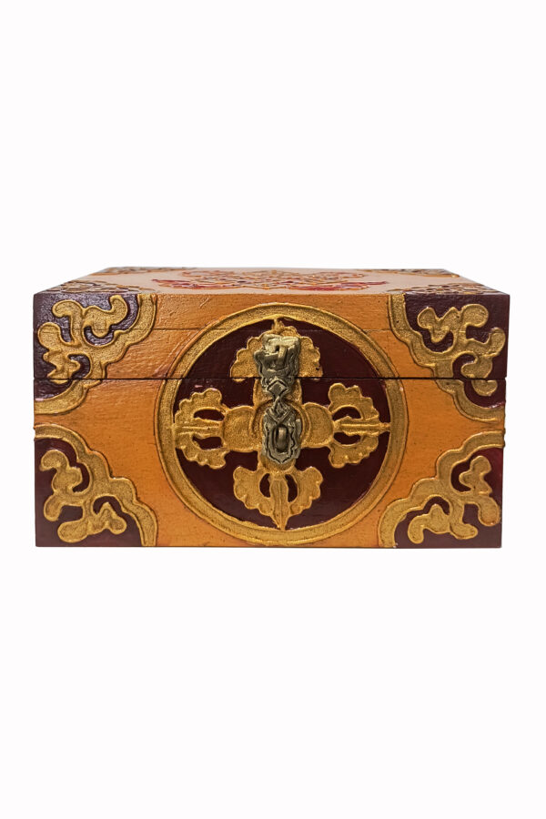 Caja tibetana cuadrada pintada a mano