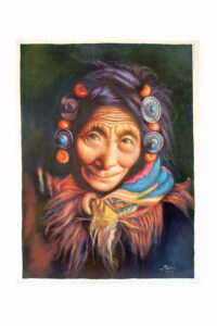 Pintura al oleo de mujer Tibetana