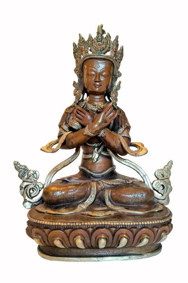 Estatua de Vajradhara de cobre y baño de plata