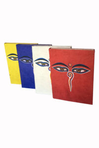 Cuaderno de papel de Lokta en diferentes colores y ojos de Buda pintados