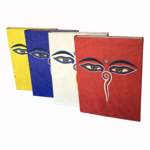 Cuaderno de papel de Lokta en diferentes colores y ojos de Buda pintados