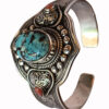 Pulsera de plata ,turquesa, coral y filigrana